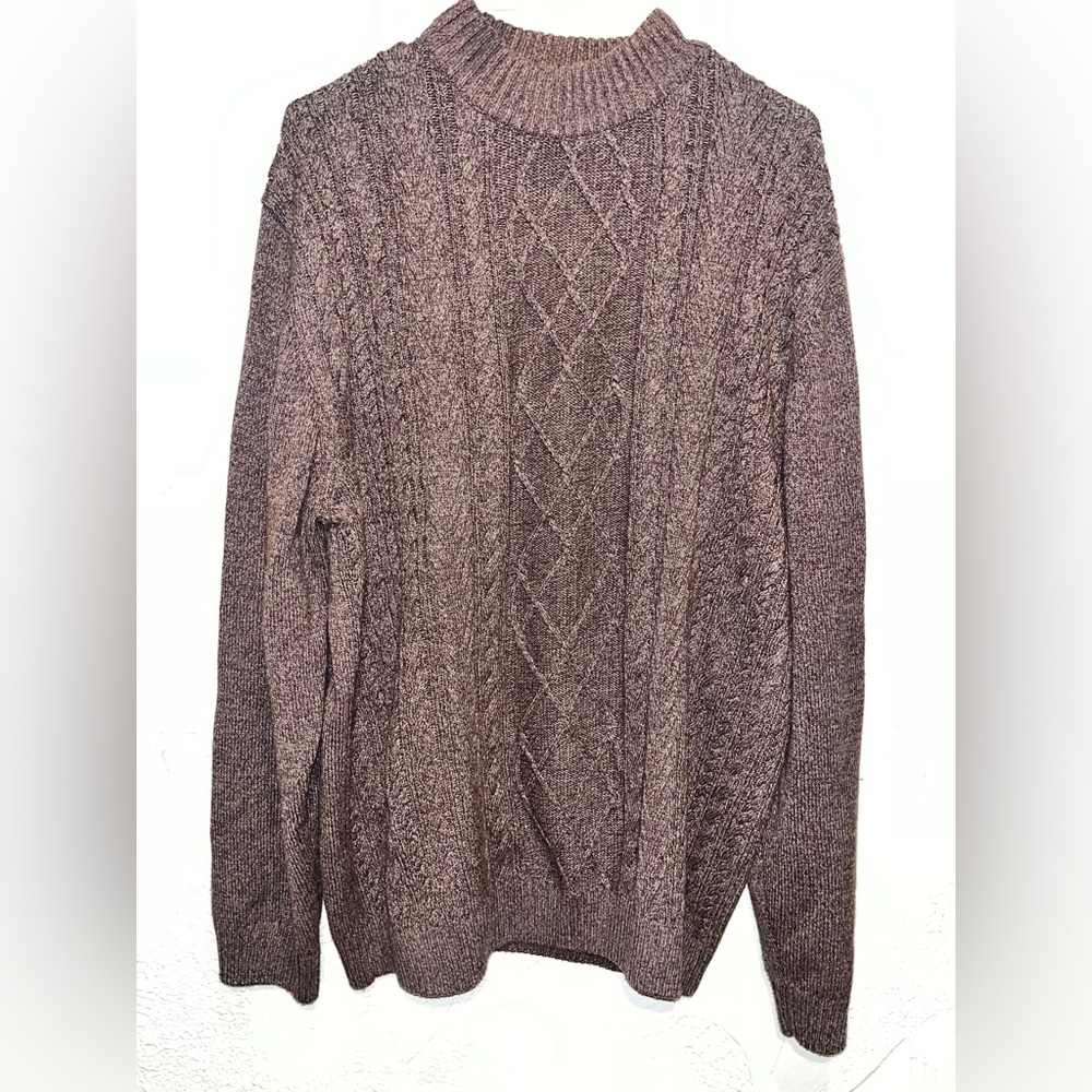 Roundtree & Yorke Men's Brown Cable Knit Sweater